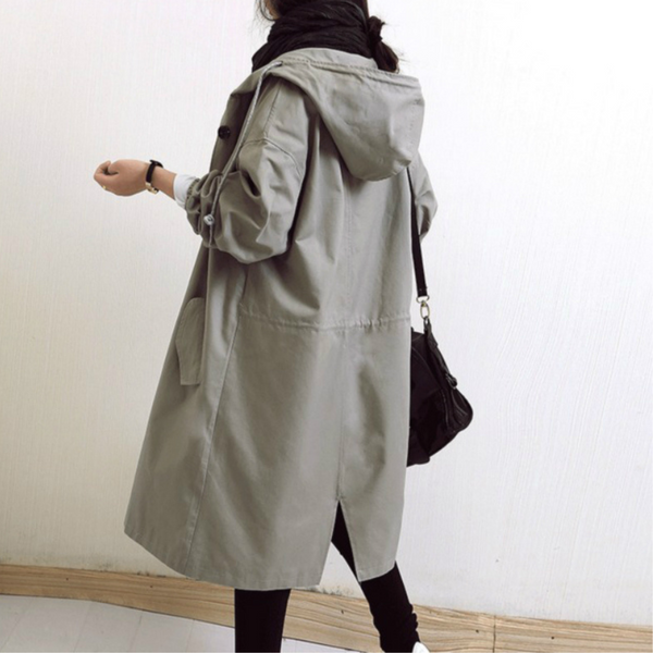 Chic Hooded Long Trench Coat – Stylish & Practical