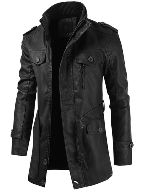 Stylish Men's Long Leather Jacket - Premium Quality
