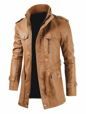 Stylish Men's Long Leather Jacket - Premium Quality