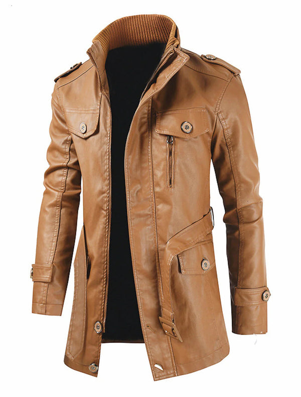 Stylish Men's Long Leather Jacket - Premium Quality
