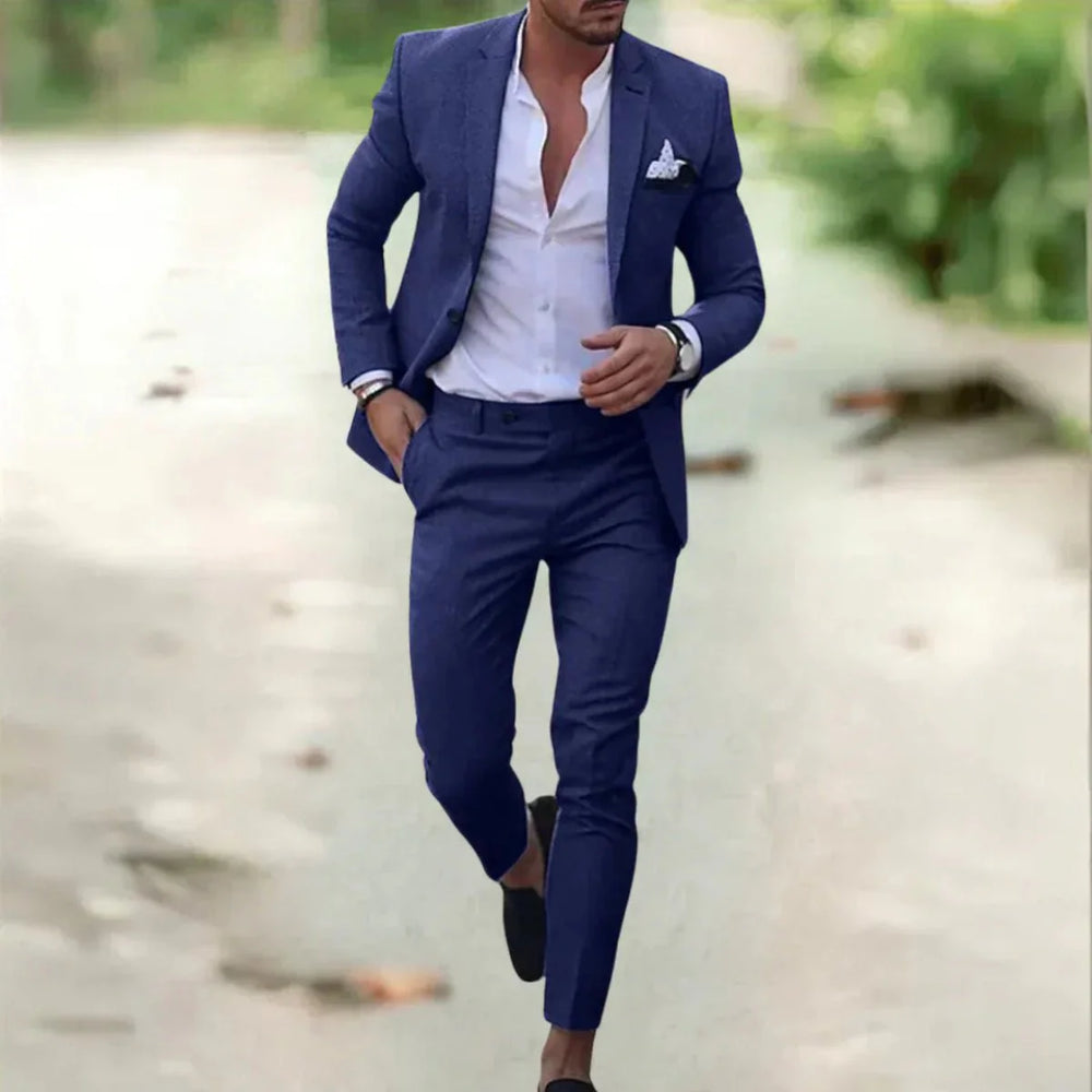 Lightweight Breathable Linen Suit - Slim Fit 2-Piece for Summer Weddings & Office