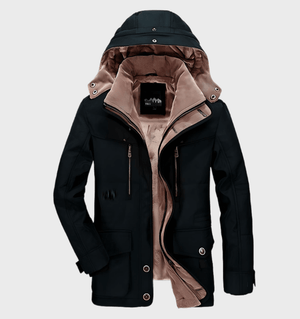 Warm Insulated Winter Coat for Men with Hood and Spacious Pockets