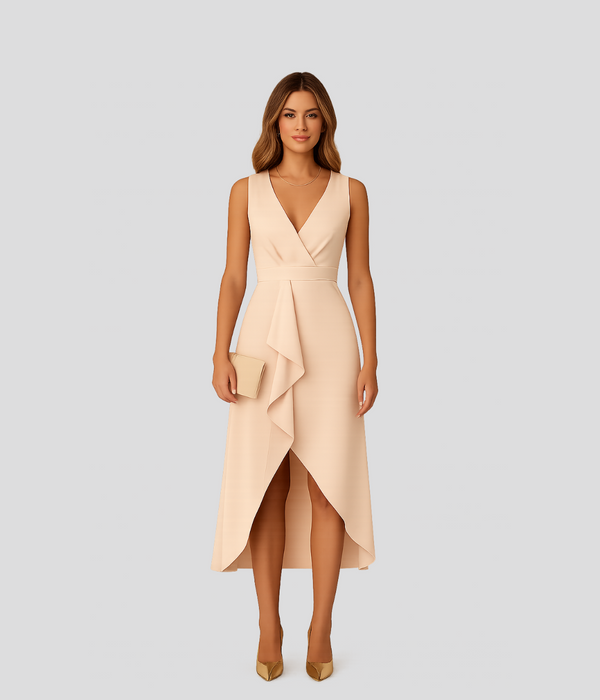 Arabella | Women's Stylish V-Neck Midi Dress | Elegant Design