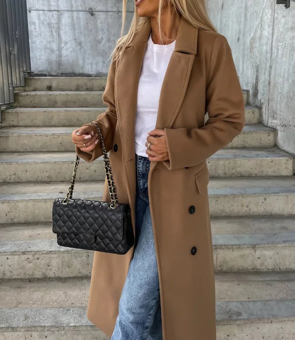 Elegant Women's Timeless Double-Breasted Coat