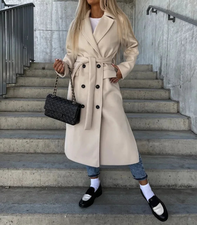 Elegant Women's Timeless Double-Breasted Coat