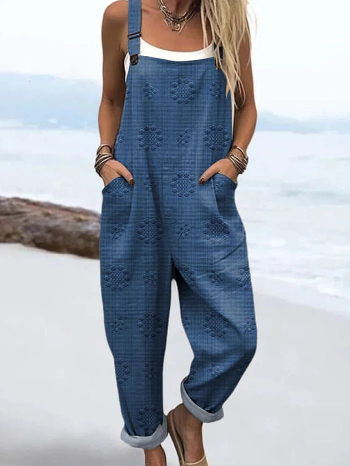 Chic women’s overall with tonal floral texture
