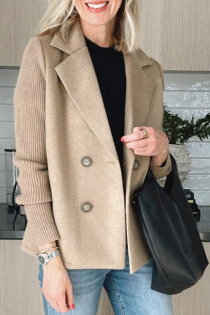 Chic Tailored Blazer with Soft Knit Sleeves