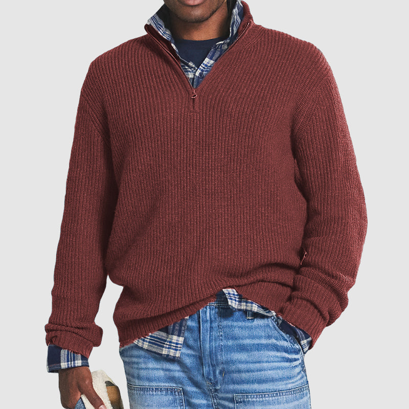 Stylish Men's Cashmere Zip Pullover for Business Casual Wear