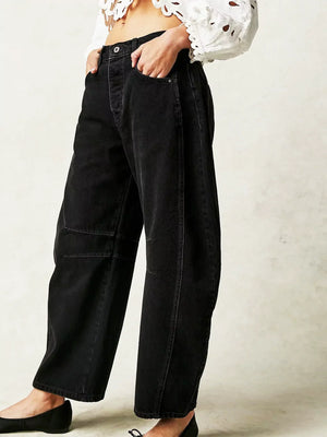 Stylish Leopard Print Barrel Jeans - Trendy Casual Wear