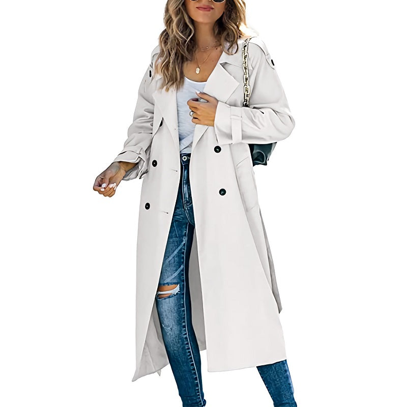 Stylish Women's Long Trench Coat - Elegant Design