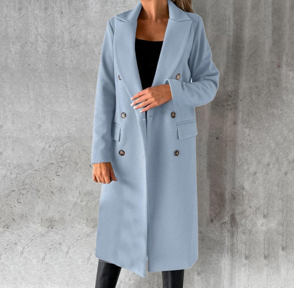 Chic Women's Long Loose Coat | Button-Down Design