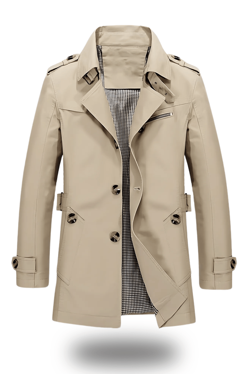 Stylish Trench Coat with Elegant Turned-Down Collar