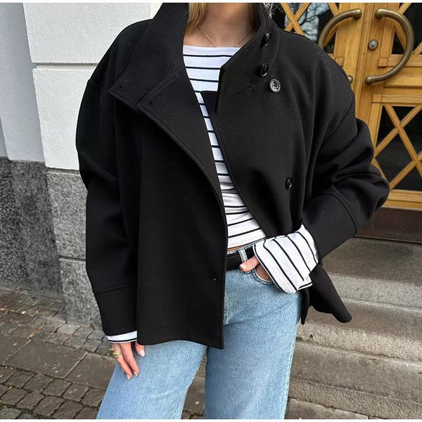 Chic Double-Breasted Short Jacket with Elegant Style
