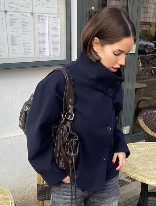 Chic Double-Breasted Short Jacket with Elegant Style